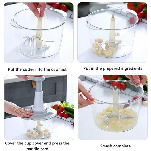 Manual Food Push Chopper For Vegetables & Meat 1.5L/2L